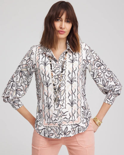 Chico's Customer Favorite | Faux Silk Floral Collared Shirt