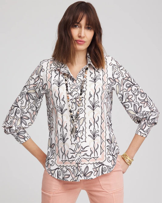 Chico's Customer Favorite | Faux Silk Floral Collared Shirt