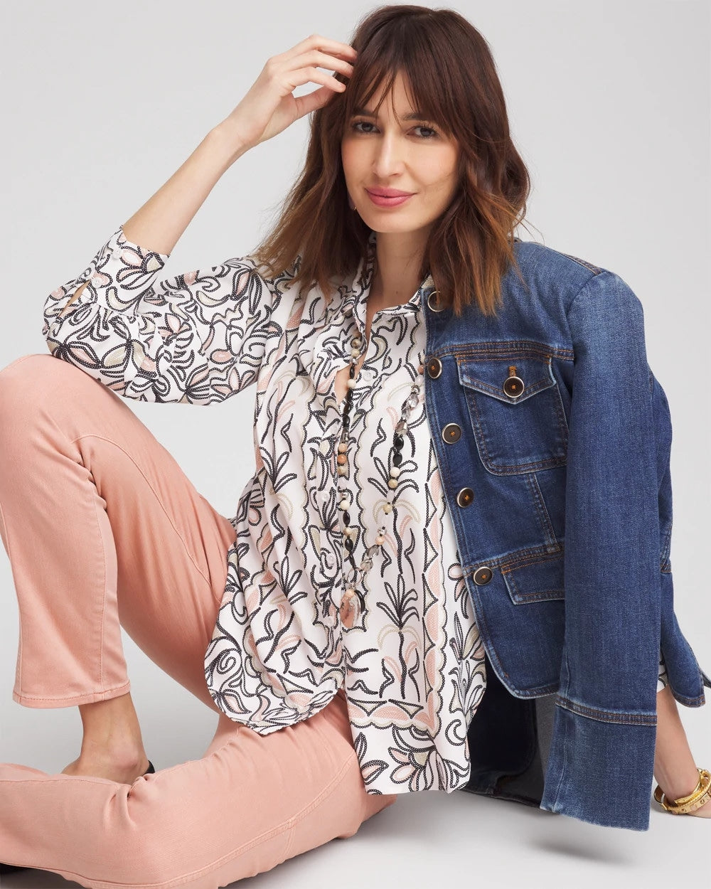Chico's Customer Favorite | Faux Silk Floral Collared Shirt