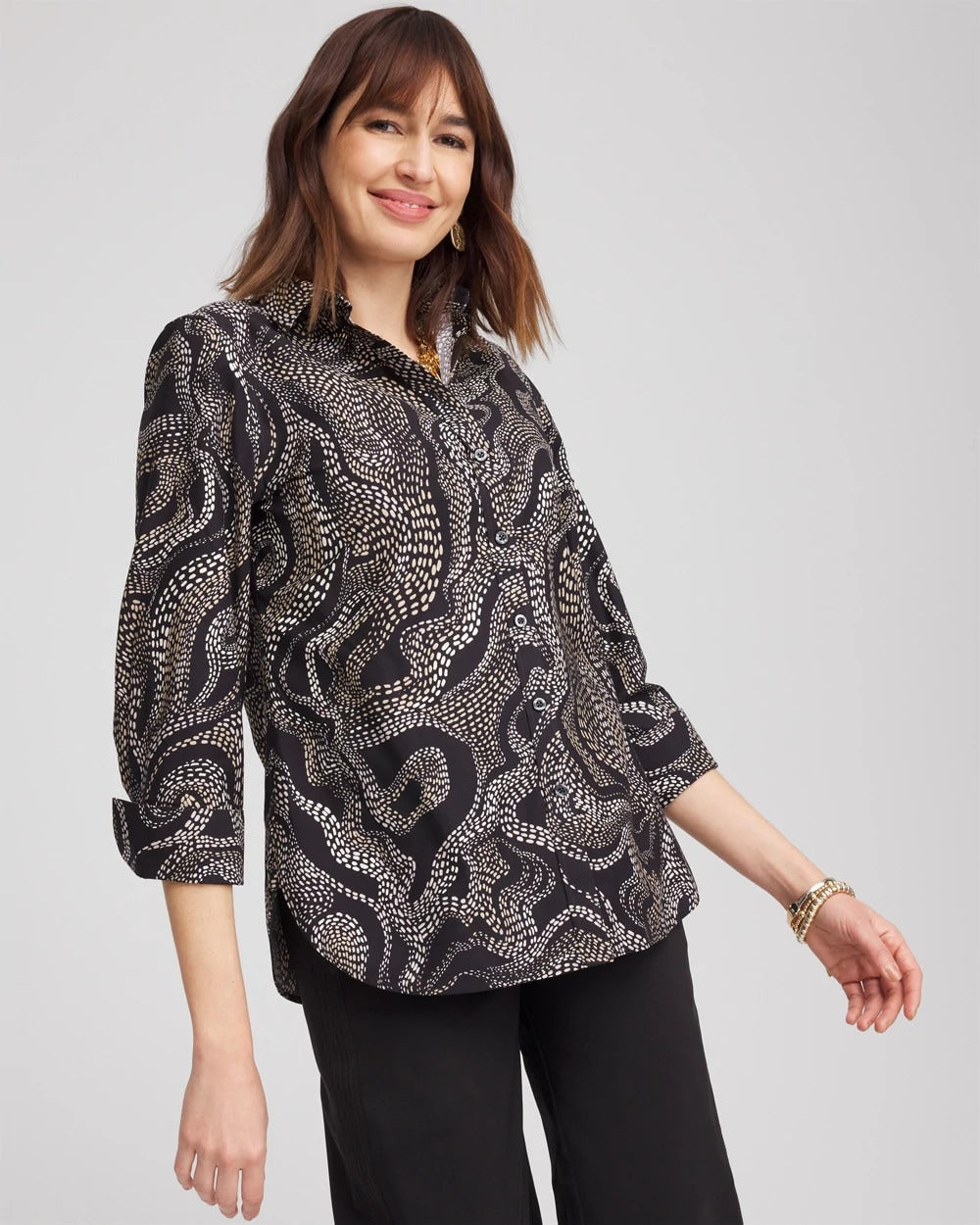 Chico's Special Offer | No Iron™ Sateen Swirls Print Shirt