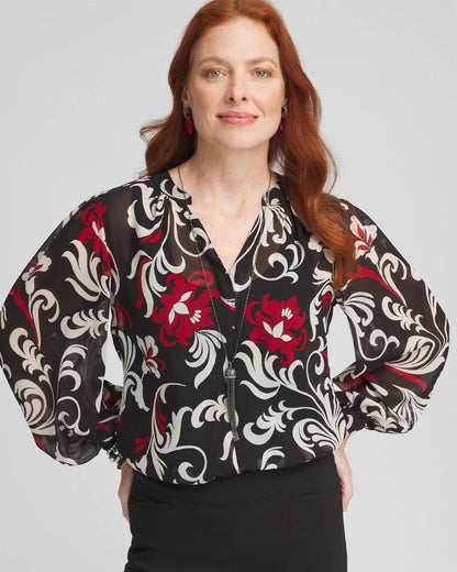 Chico's Latest | Crinkle Chiffon Floral Blouse