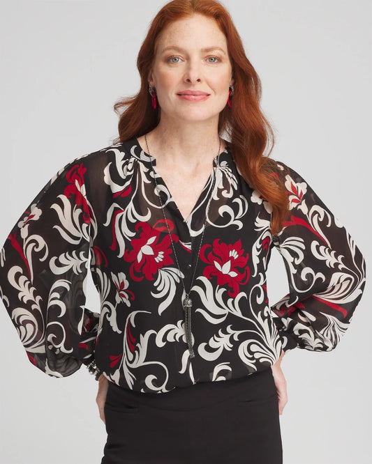 Chico's Latest | Crinkle Chiffon Floral Blouse