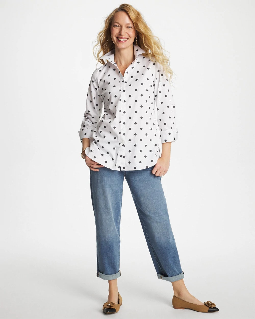 Chico's Latest | No Iron™ Stretch Perfect Dots Shirt