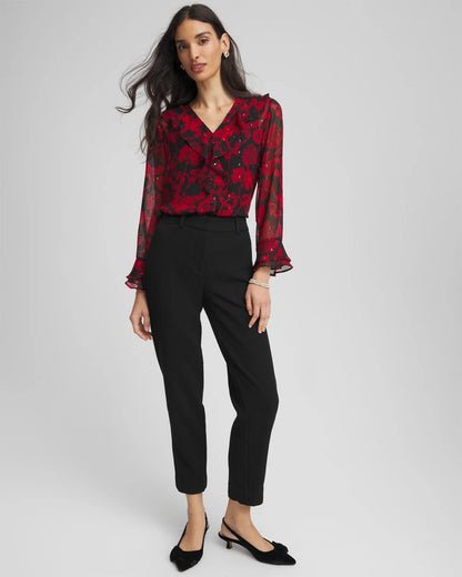 Chico's Quality | Georgette Clip Dot Ruffle Blouse