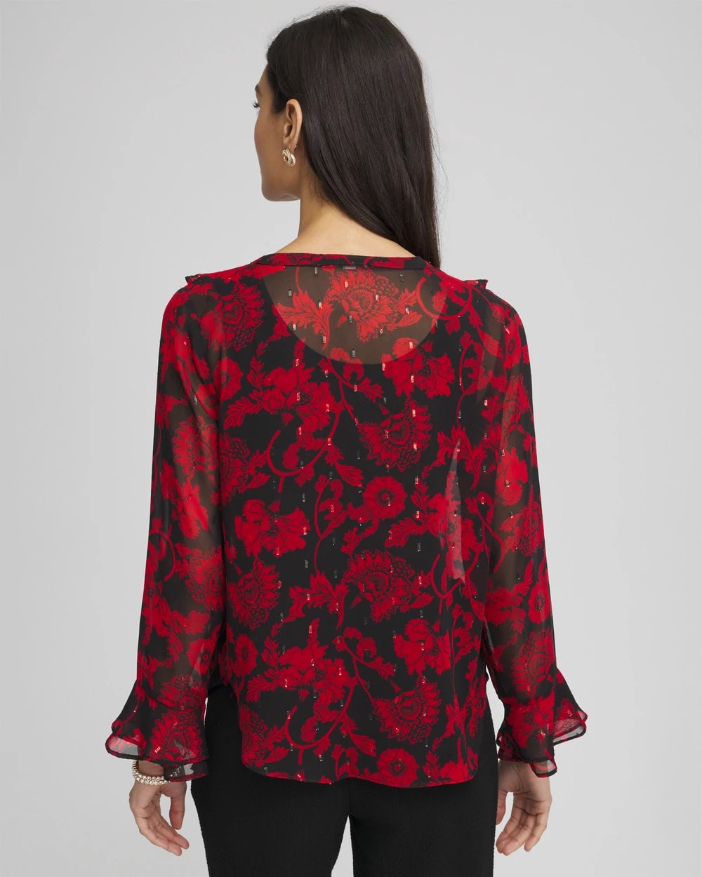 Chico's Quality | Georgette Clip Dot Ruffle Blouse