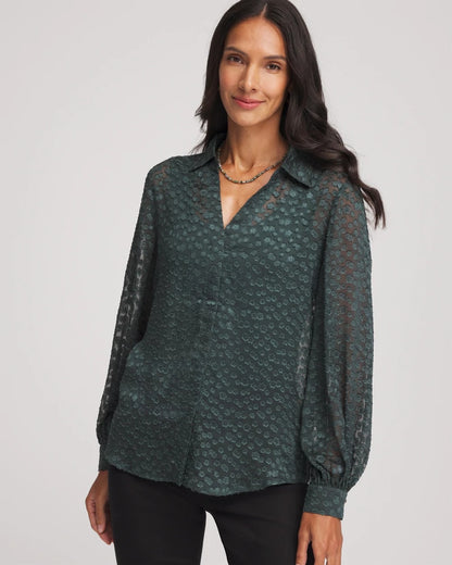 Chico's Recommended | Clip-Dot Billow-Sleeve Blouse