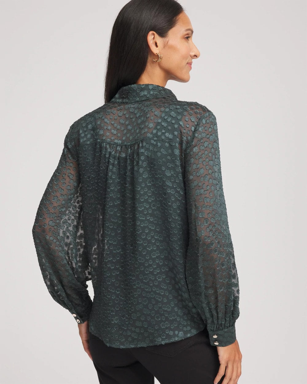 Chico's Recommended | Clip-Dot Billow-Sleeve Blouse