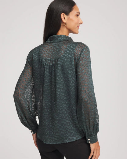 Chico's Recommended | Clip-Dot Billow-Sleeve Blouse