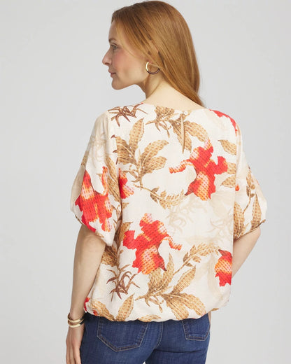Chico's Sale | Floral Bubble-Hem Blouse