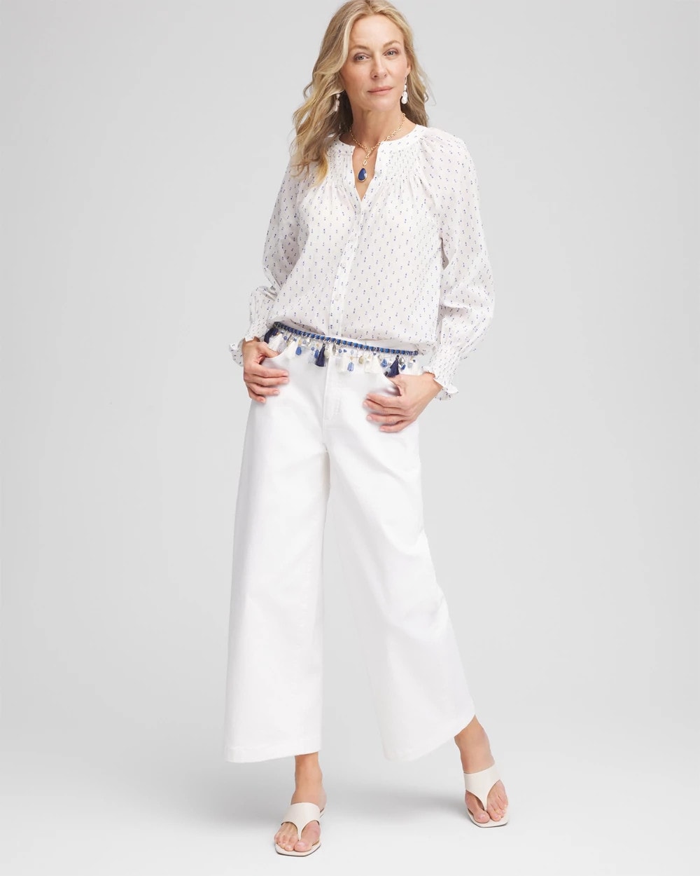 Chico's Special Offer | Smocked Split-neck Blouse