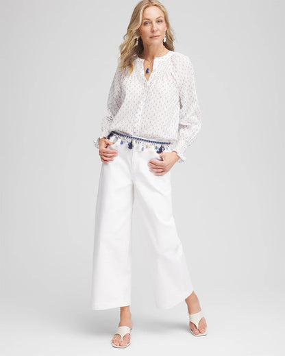 Chico's Special Offer | Smocked Split-neck Blouse