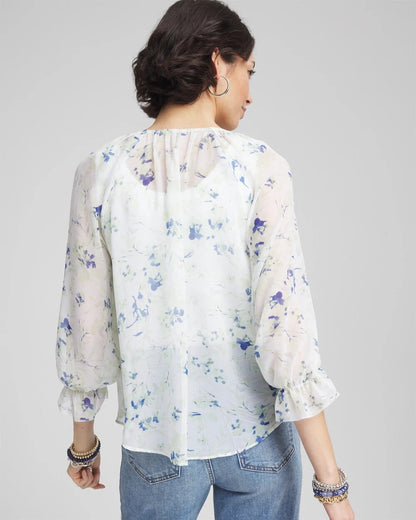 Chico's Best Price | Georgette Sheer Ruffle Blouse