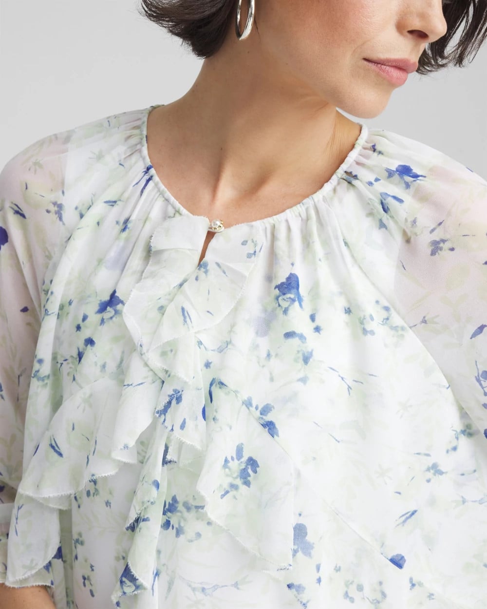Chico's Best Price | Georgette Sheer Ruffle Blouse