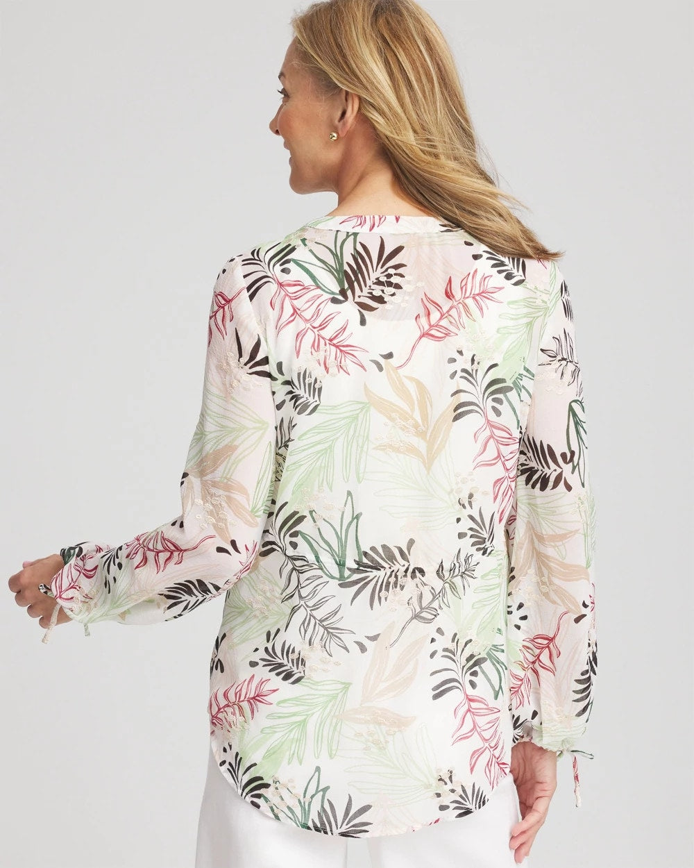 Chico's Discount | Drawstring Crinkle Chiffon Blouse