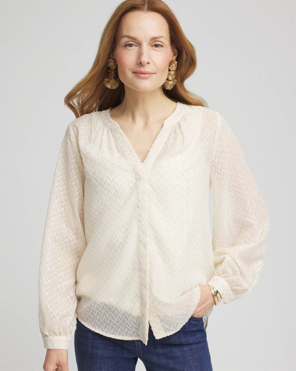 Chico's Best Price | Chevron Blouson Sleeve Blouse