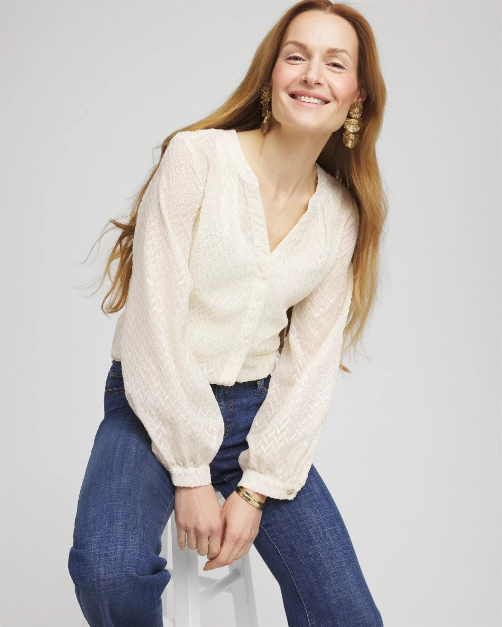 Chico's Best Price | Chevron Blouson Sleeve Blouse