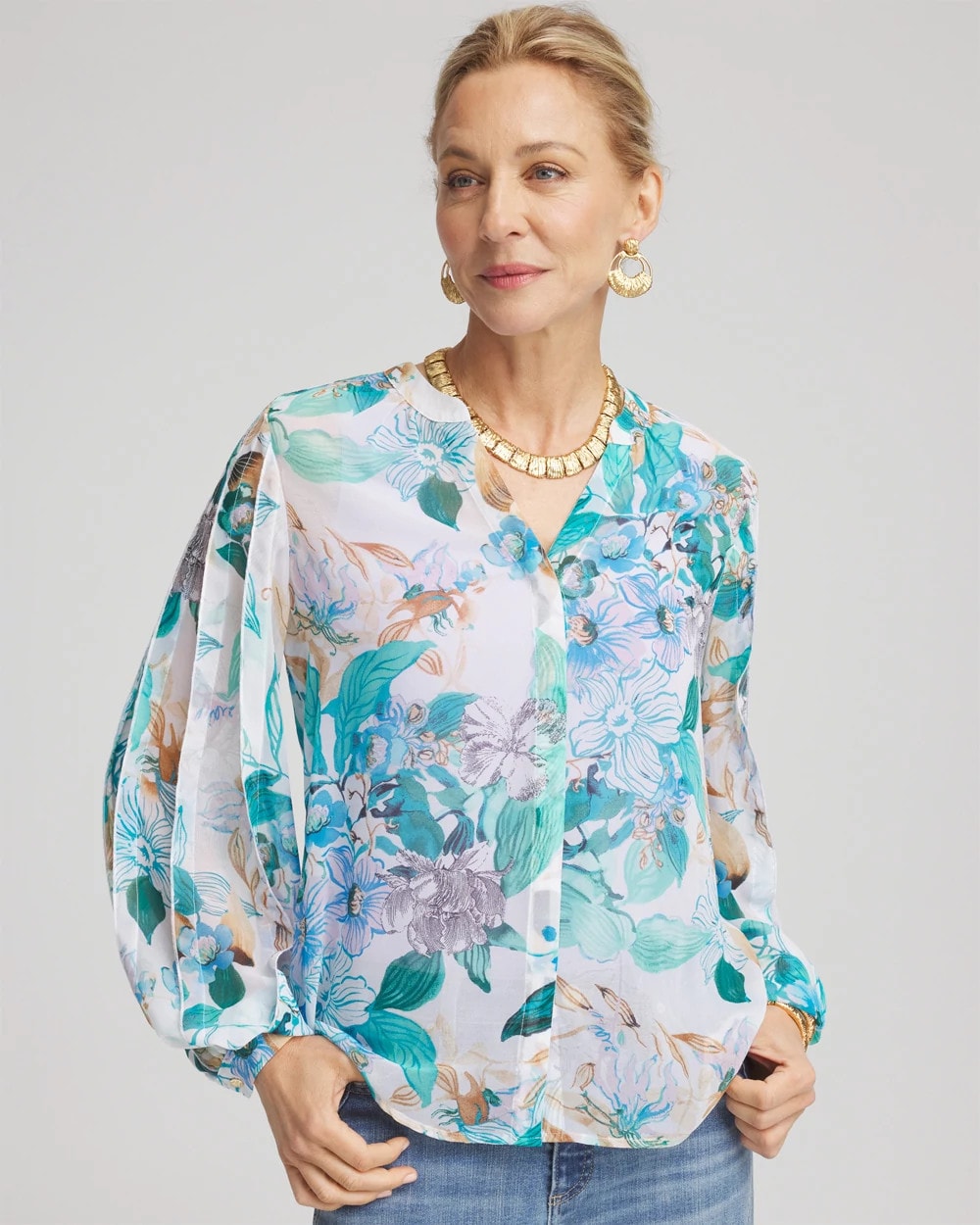 Chico's Sale | Georgette Billow Sleeved Blouse