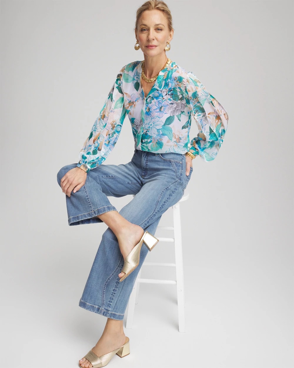 Chico's Sale | Georgette Billow Sleeved Blouse