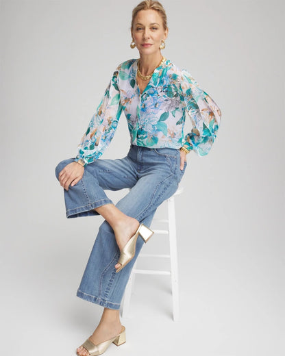 Chico's Sale | Georgette Billow Sleeved Blouse