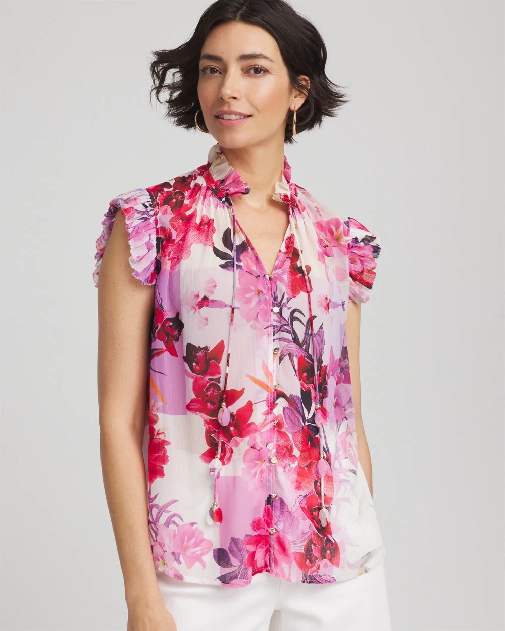 Chico's Featured | Floral Ruffle Collar Blouse