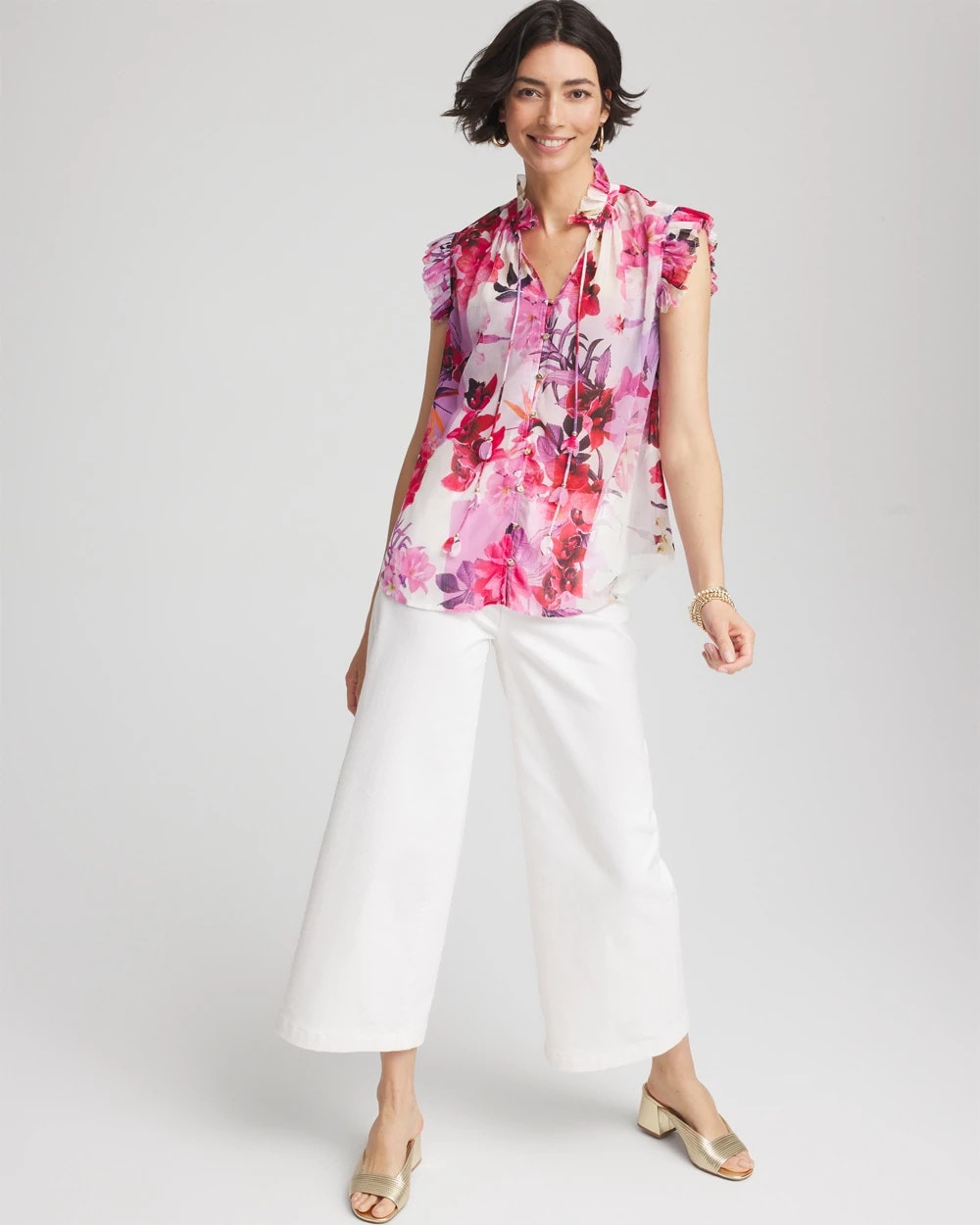 Chico's Featured | Floral Ruffle Collar Blouse