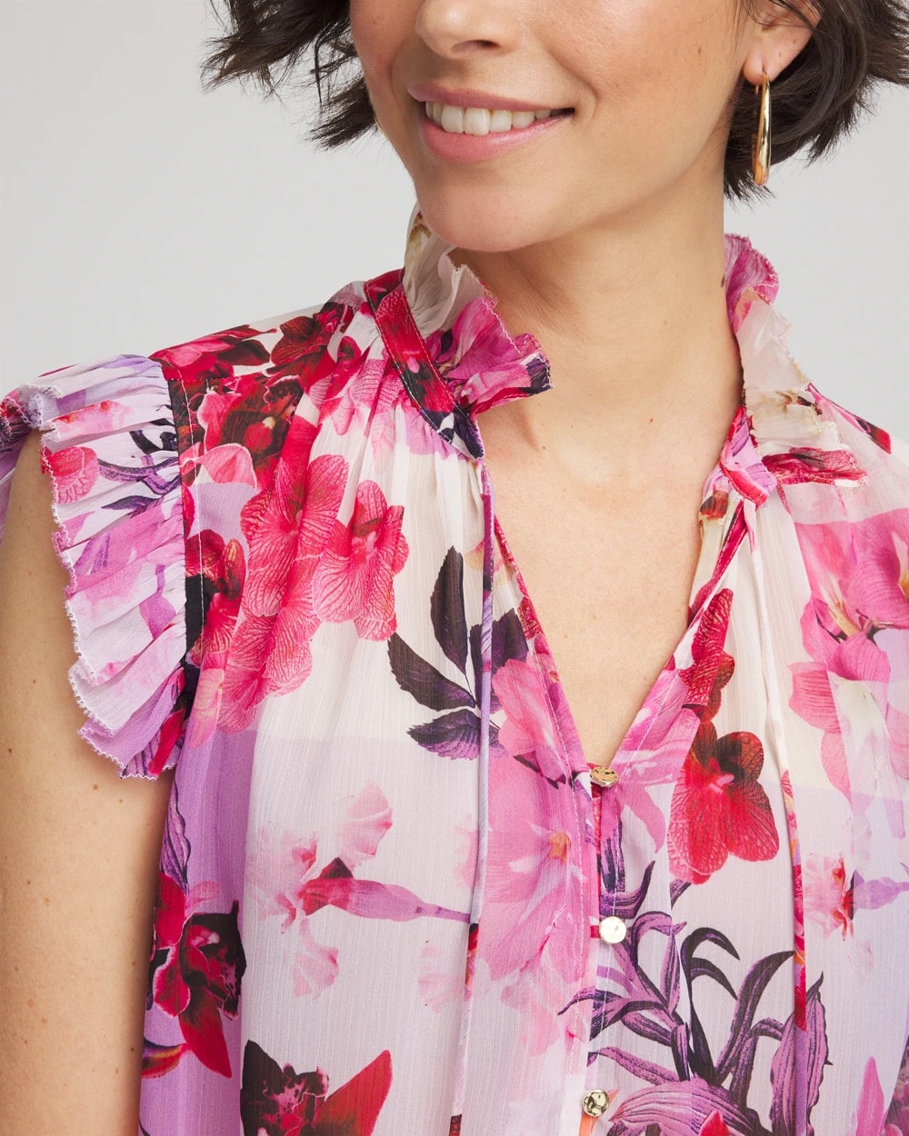 Chico's Featured | Floral Ruffle Collar Blouse