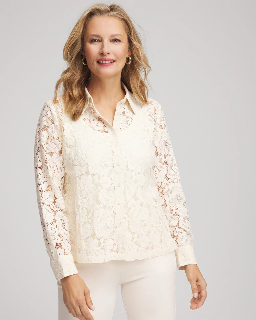 Chico's Popular | Classic-Fit Collared Lace Shirt