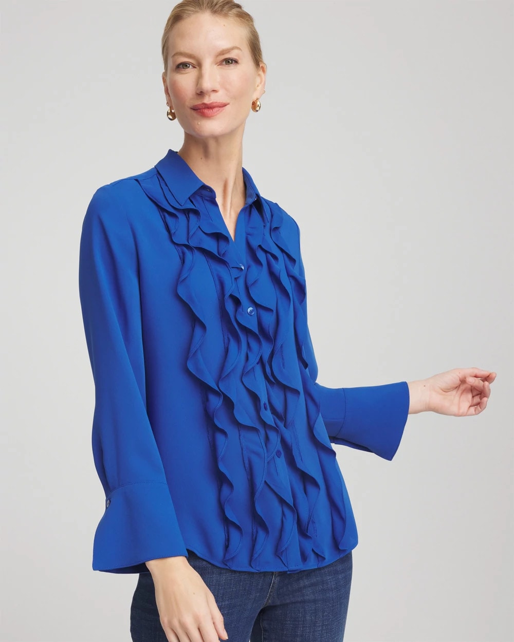 Chico's Hot Sale | Ruffle-Trim Chiffon Blouse