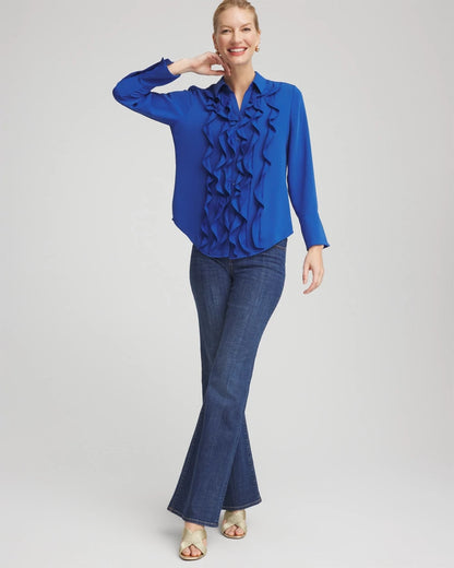 Chico's Hot Sale | Ruffle-Trim Chiffon Blouse