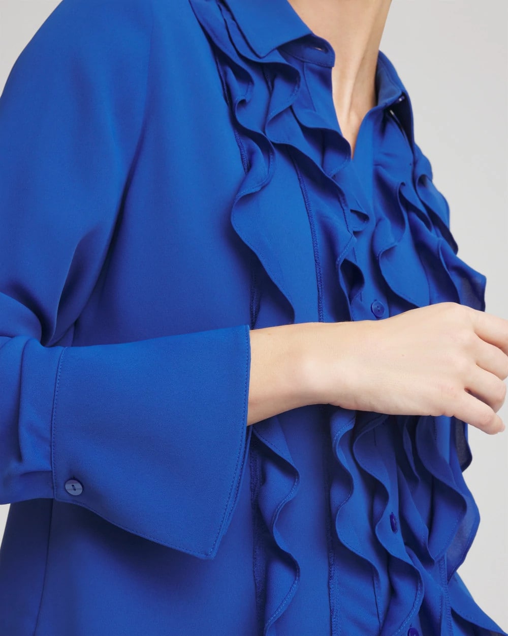 Chico's Hot Sale | Ruffle-Trim Chiffon Blouse