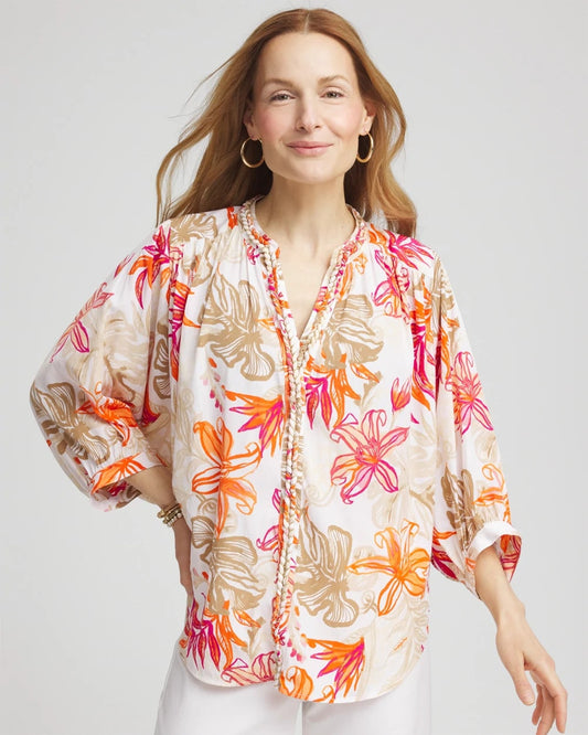 Chico's Everyday | Floral Braided Batwing Blouse