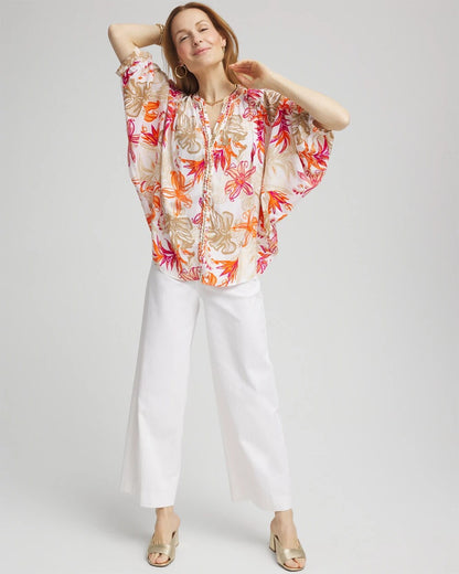 Chico's Everyday | Floral Braided Batwing Blouse