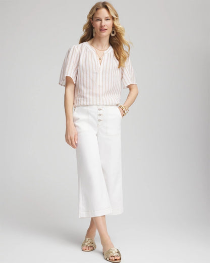 Chico's Popular | Striped Linen Popover Shirt