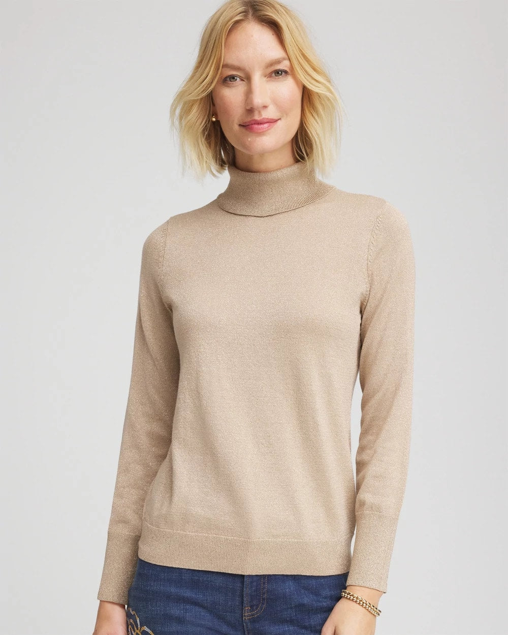 Chico's Quality | Metallic Turtleneck Pullover Sweater