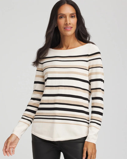 Chico's Premium | Ella Stripe Boatneck Sweater