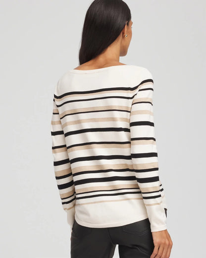 Chico's Premium | Ella Stripe Boatneck Sweater