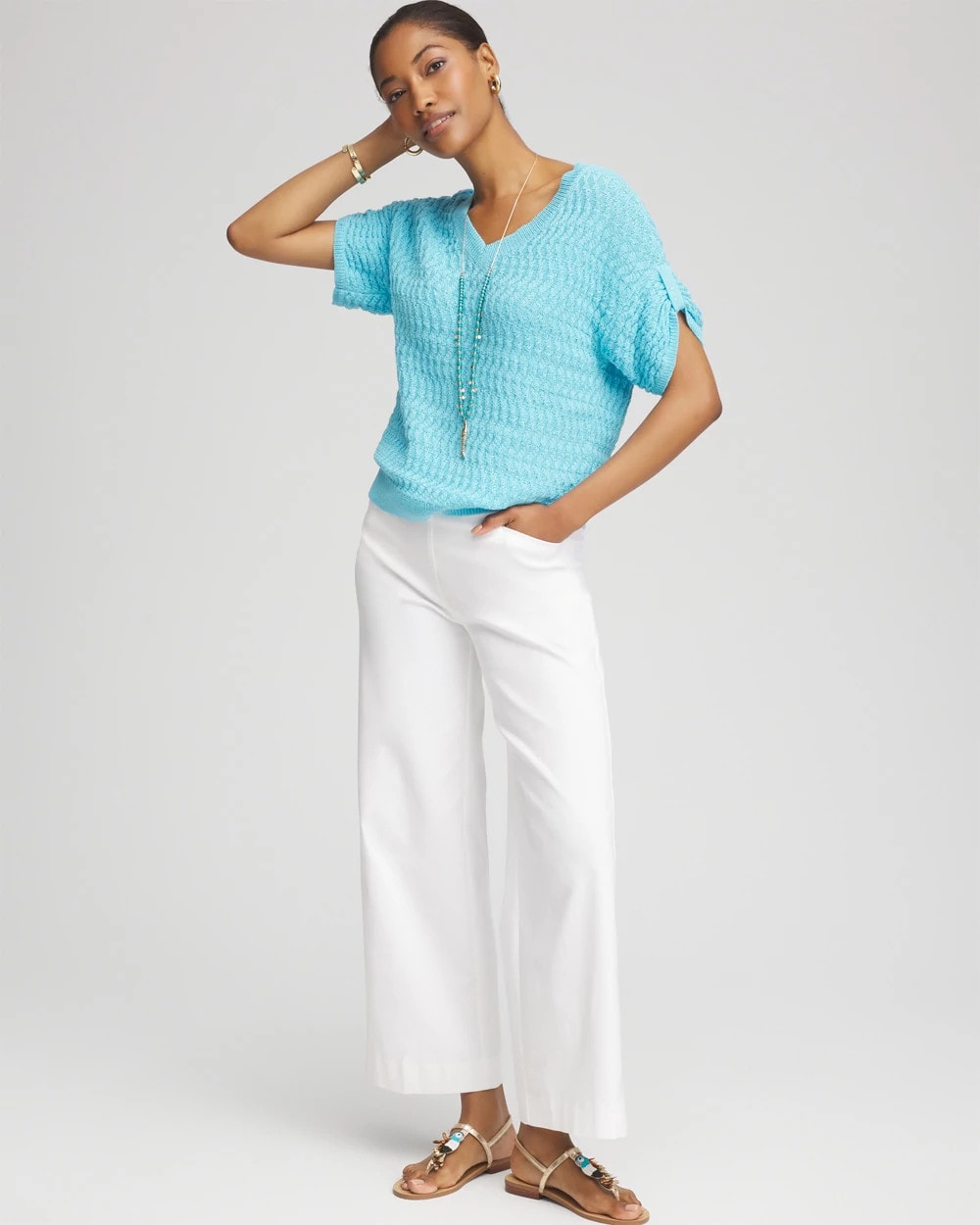 Chico's Latest | Sequin V-Neck Pullover Sweater