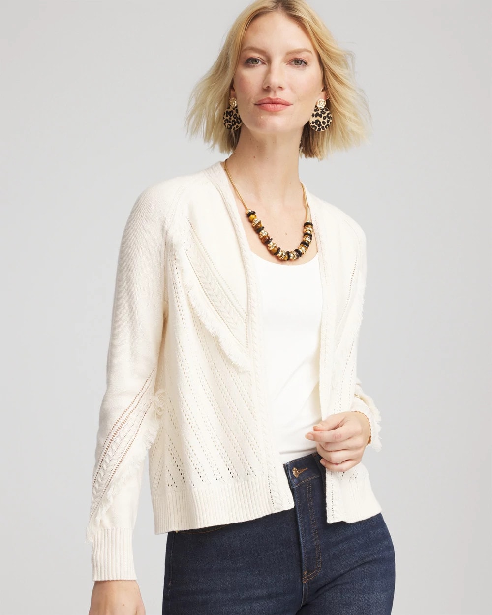 Chico's Value | Cable Knit Fringed Sweater