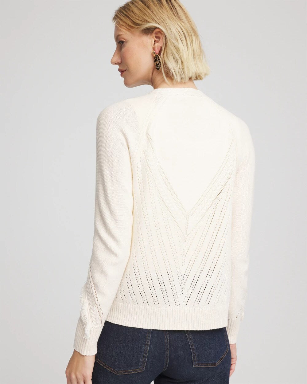 Chico's Value | Cable Knit Fringed Sweater
