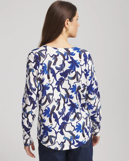 Chico's Value | Ella V-Neck Blue-Petals Pullover Sweater