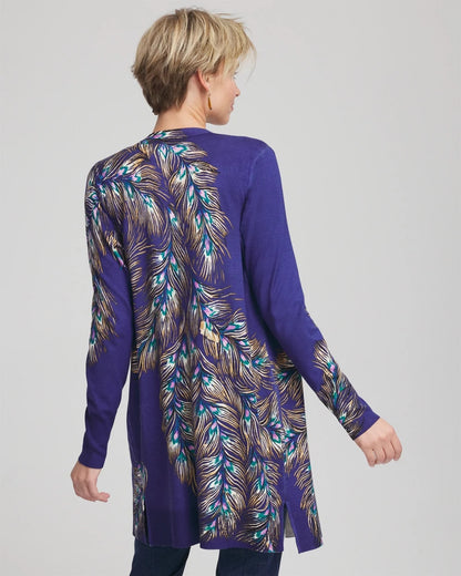 Chico's Exclusive | Ella Peacock-Print Cardigan Sweater