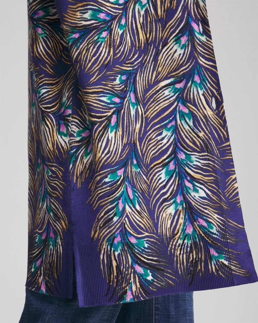 Chico's Exclusive | Ella Peacock-Print Cardigan Sweater