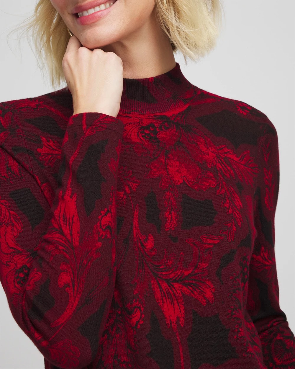 Chico's Best Price | Ella Printed Mockneck Sweater