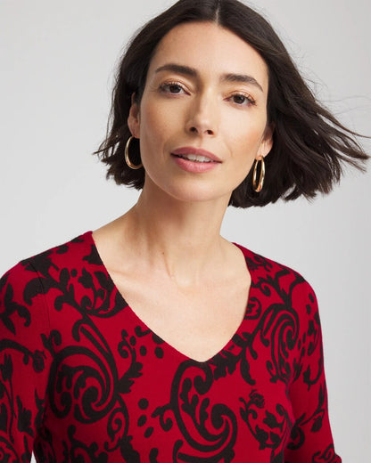 Chico's Everyday | Ella Printed V-Neck Sweater