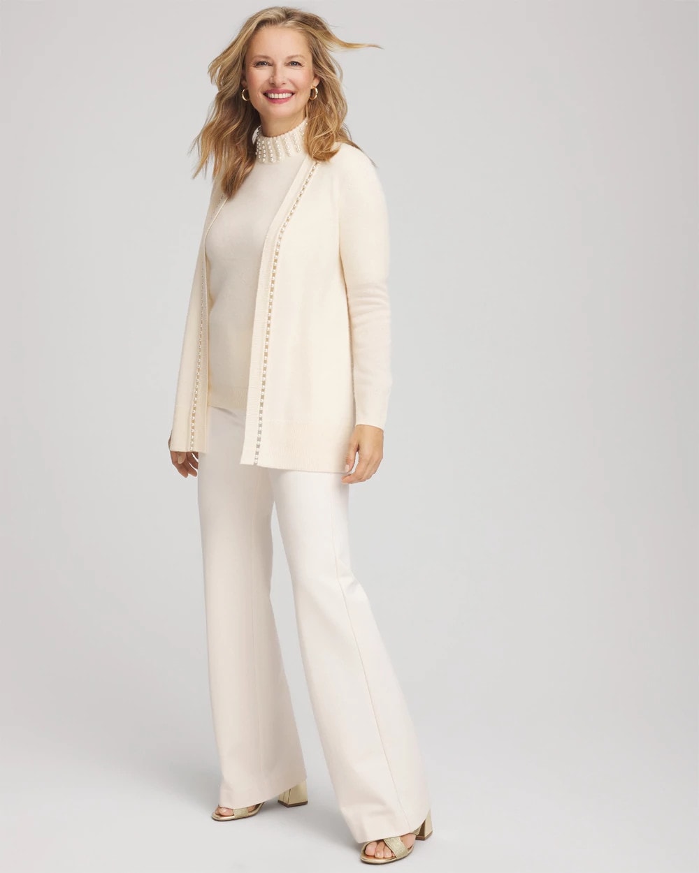 Chico's Premium | Cashmere Pearl-Trim Cardigan