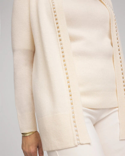 Chico's Premium | Cashmere Pearl-Trim Cardigan
