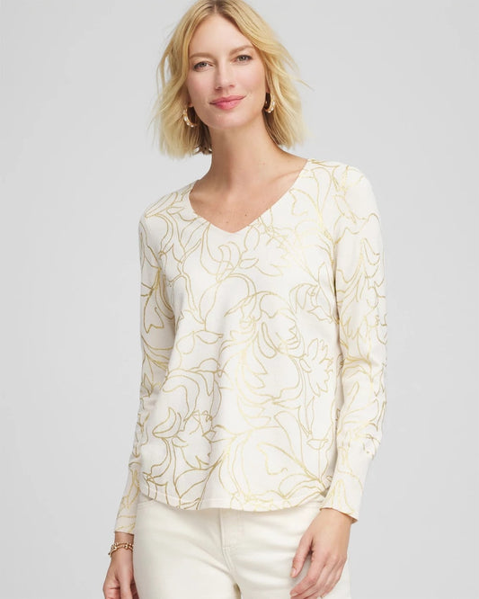 Chico's Best Price | Ella Foiled V-Neck Sweater