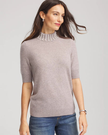 Chico's Premium | Cashmere Pearl Mockneck Sweater