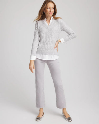 Chico's Best Price | Classic Built-In Shirt Knit Sweater