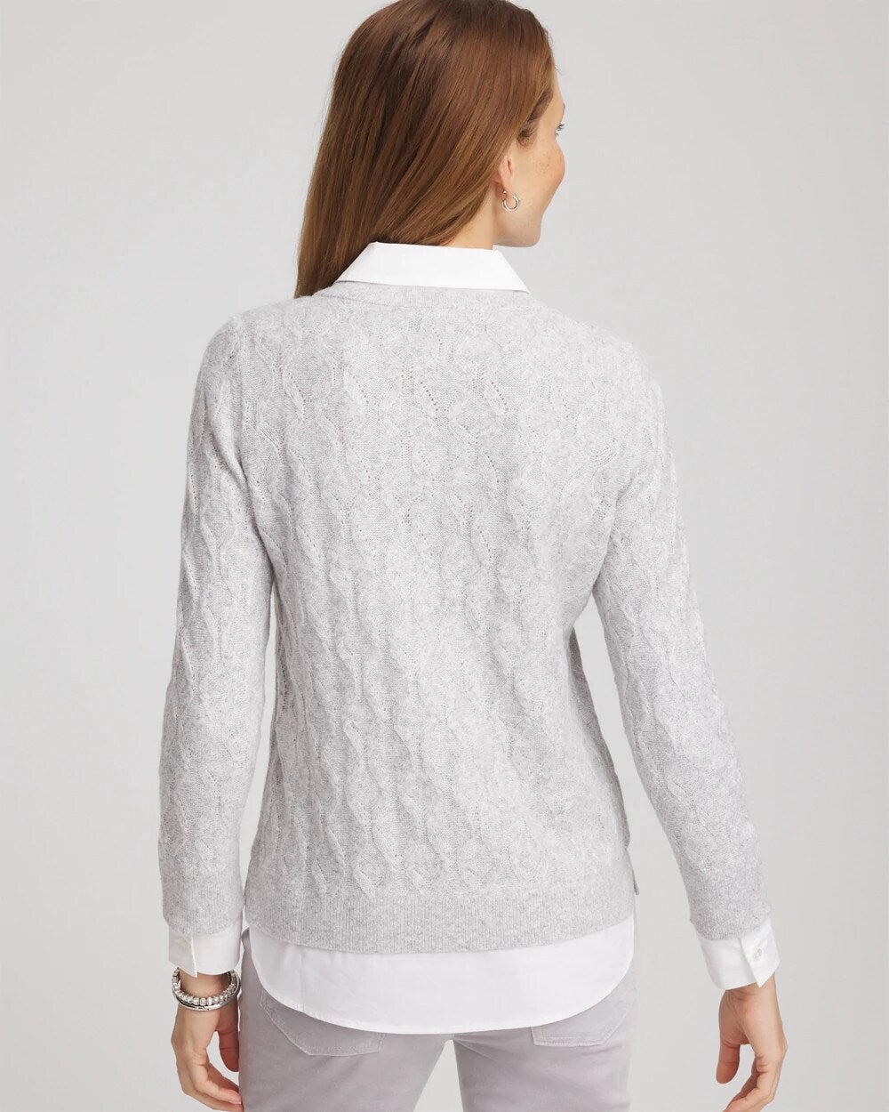 Chico's Best Price | Classic Built-In Shirt Knit Sweater